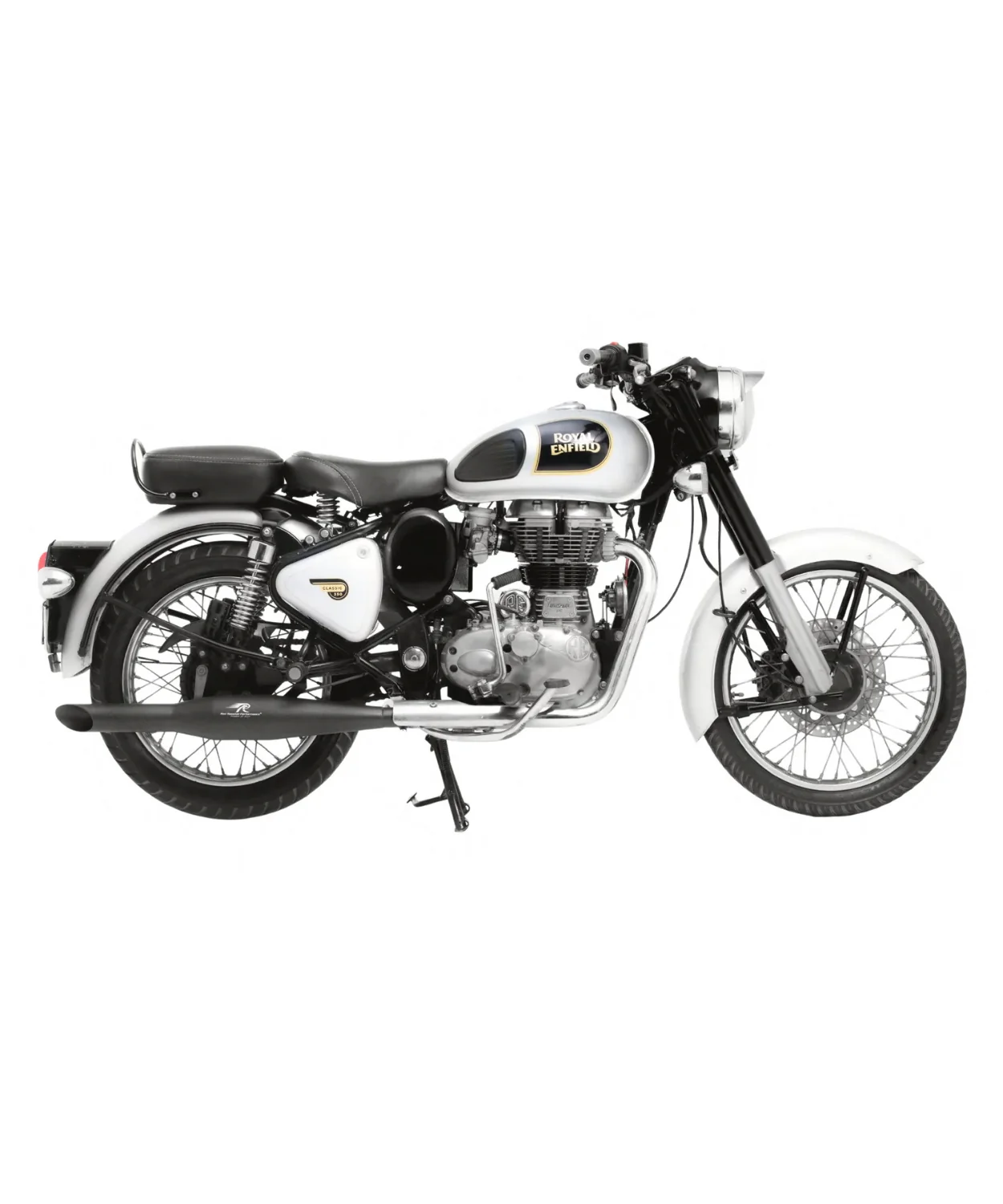 Red Rooster Performance Rumbler Exhaust for Bullet 350 / 500 / Royal Enfield Classic 350/ 500 / Thunderbird / Standard 350 and 500 - Black Matte - Image 3