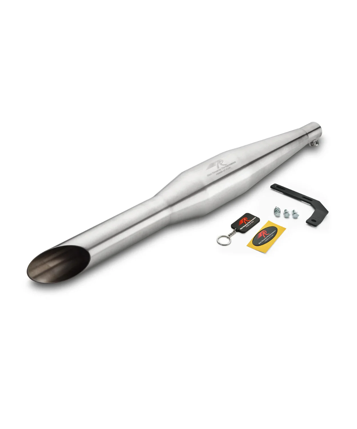 Red Rooster Performance Rumbler Exhaust for Bullet 350 / 500 / Royal Enfield Classic 350/ 500 / Thunderbird / Standard 350 and 500 - Silver Matte - Image 2