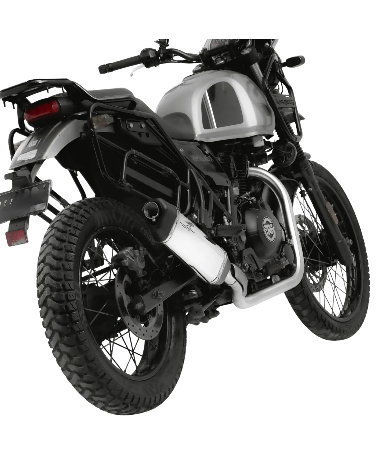 Red Rooster Performance Vertex Exhaust for Himalayan 411/ Scram 411 / Scram 440 - Silver Polish - Image 4