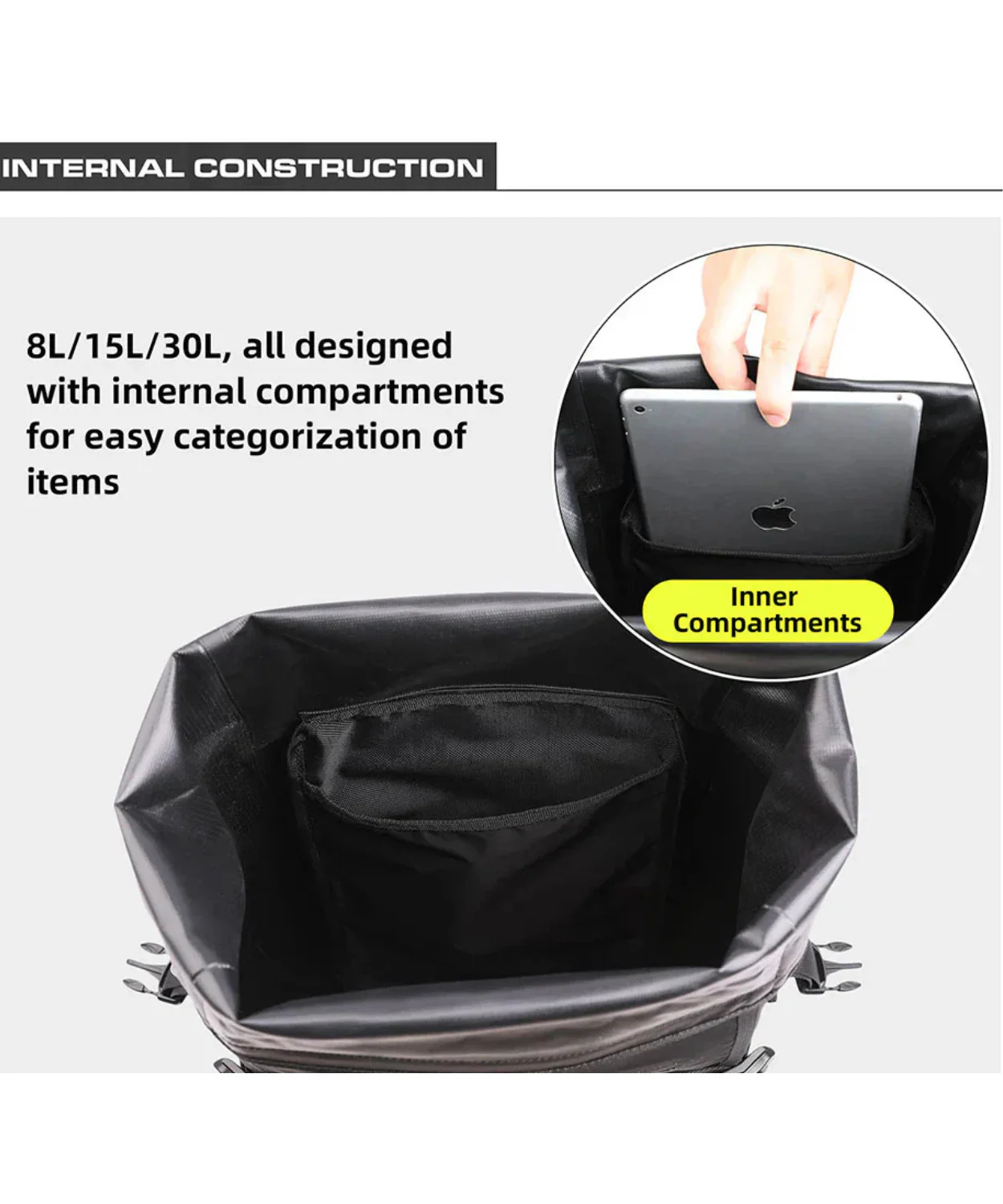 Rhinowalk Waterproof Tail Bag 30L - Black - MT2230 - Image 6