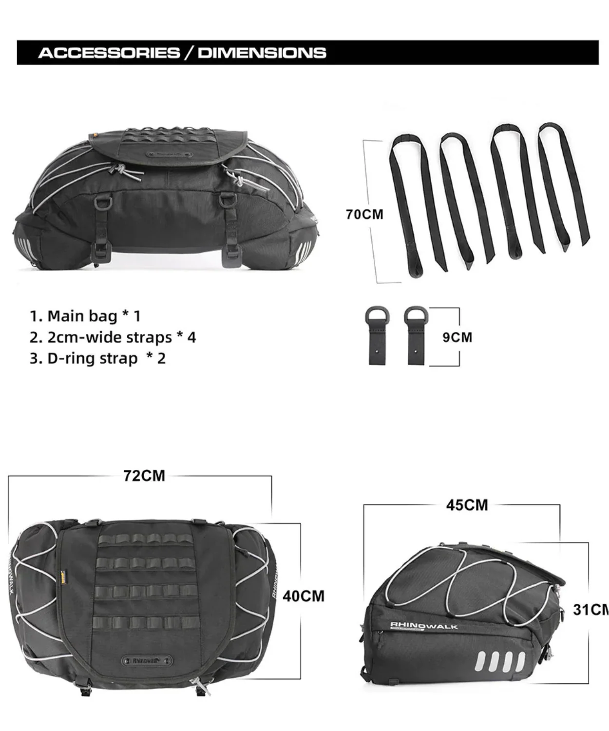 Rhinowalk 50L Waterproof Tail Bag - MT3550 - Image 6