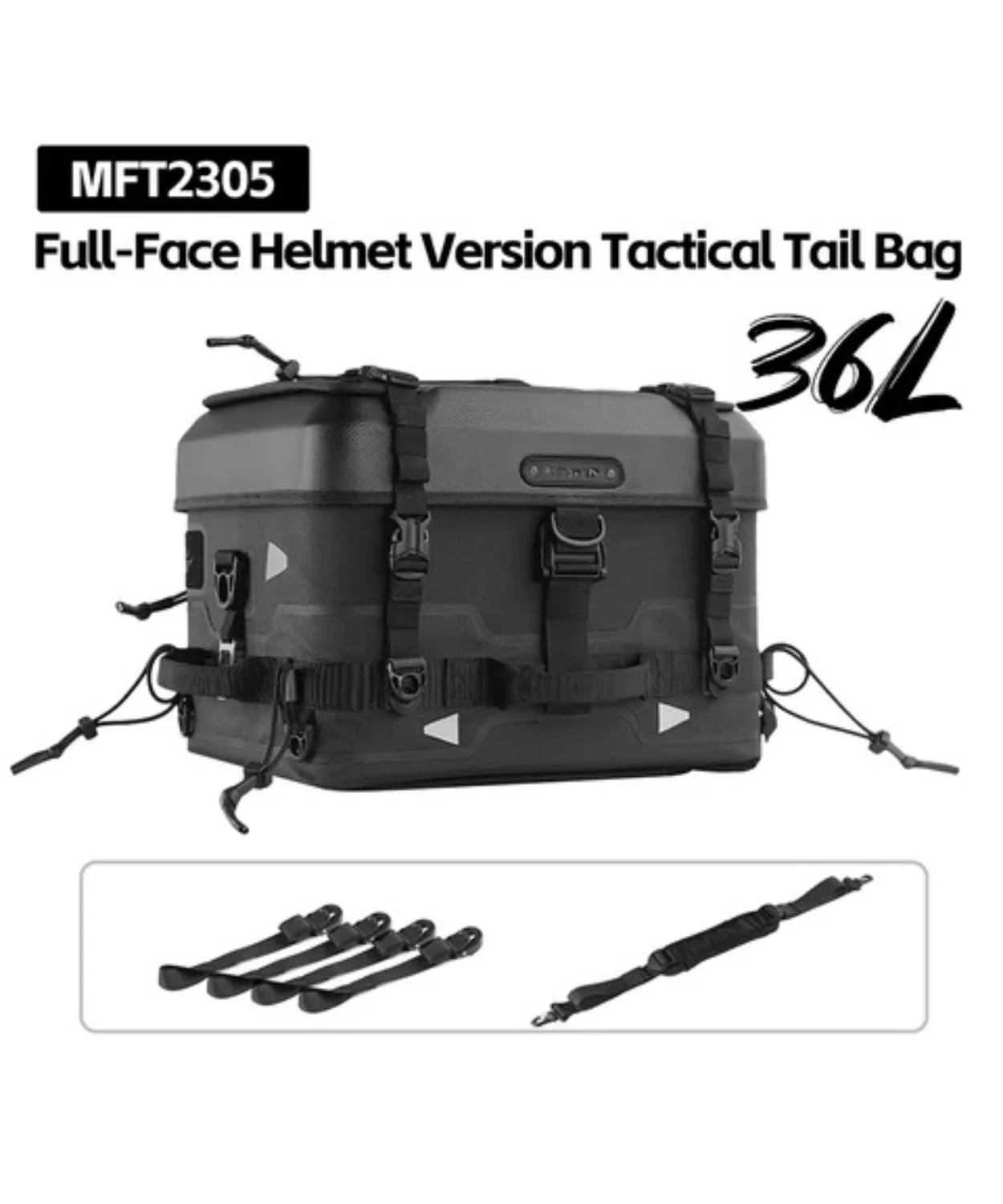 Rhinowalk Fortress Series X Tactical 36L Tail Bag Set C Soft Top Box - Black - MFT2305