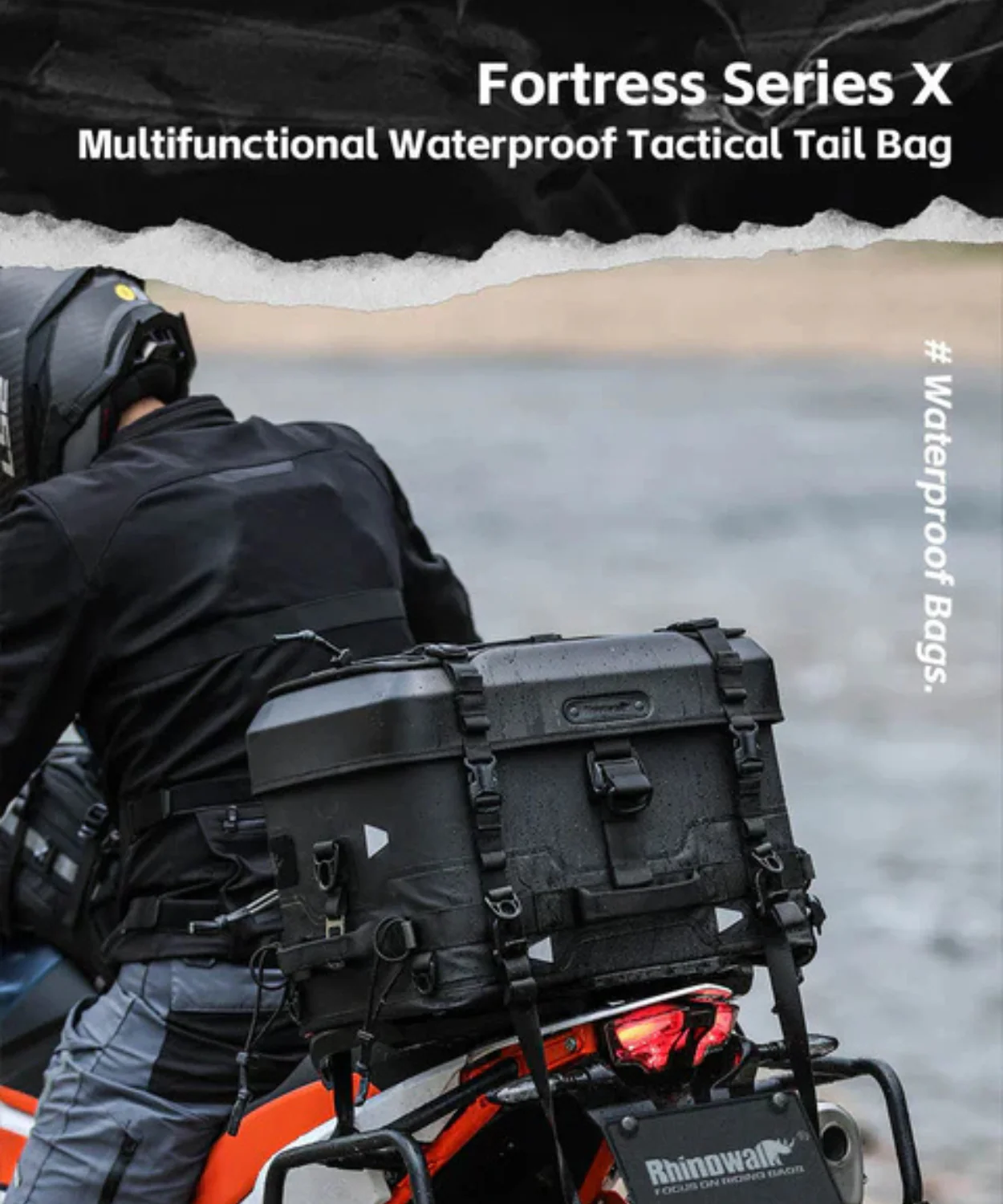 Rhinowalk Fortress Series X Tactical Tail Bag - Camera Version Set A Soft Top Box - Black - MFT2301 - Image 5