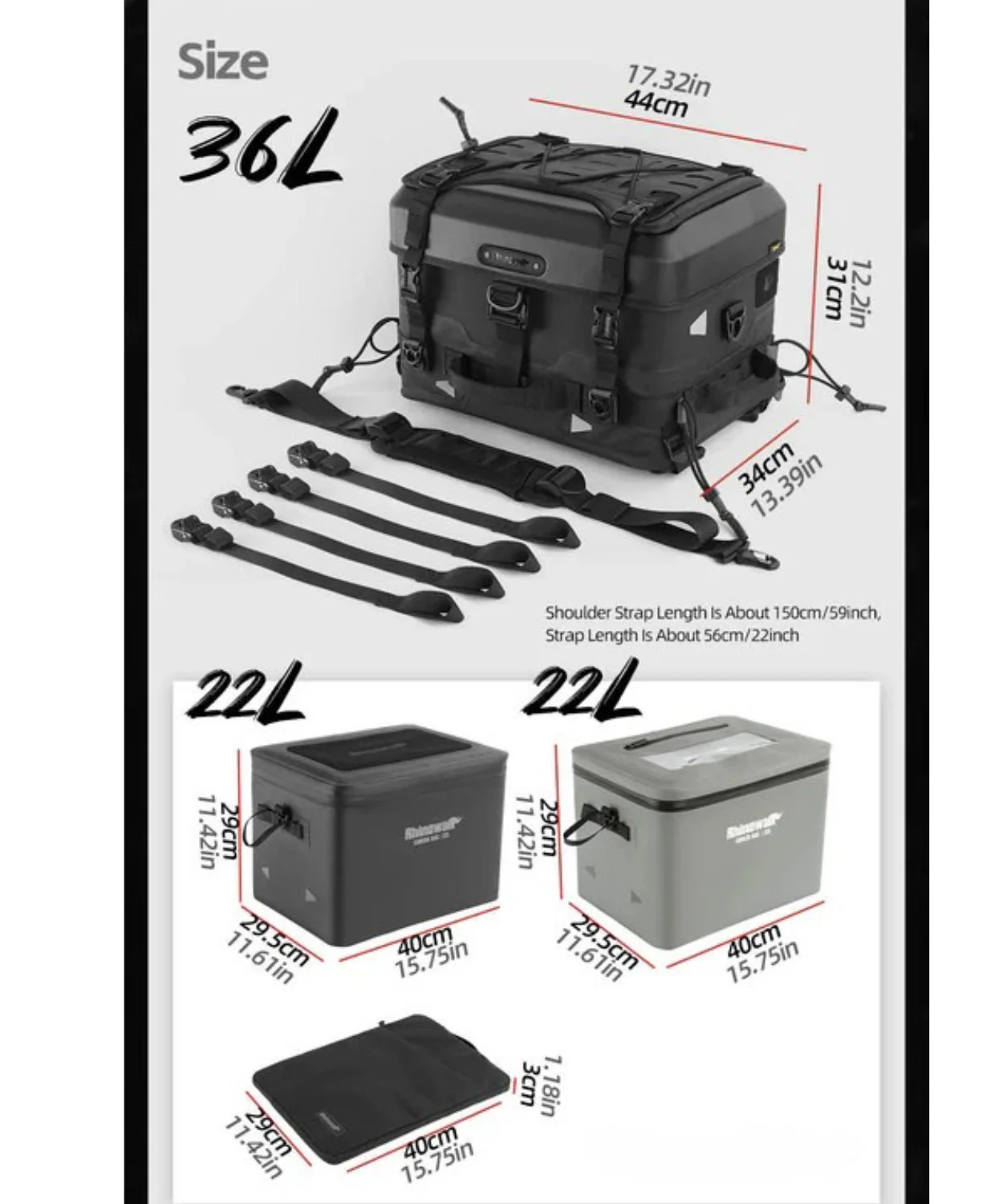 Rhinowalk Fortress Series X Tactical Tail Bag - Camera Version Set A Soft Top Box - Black - MFT2301 - Image 7