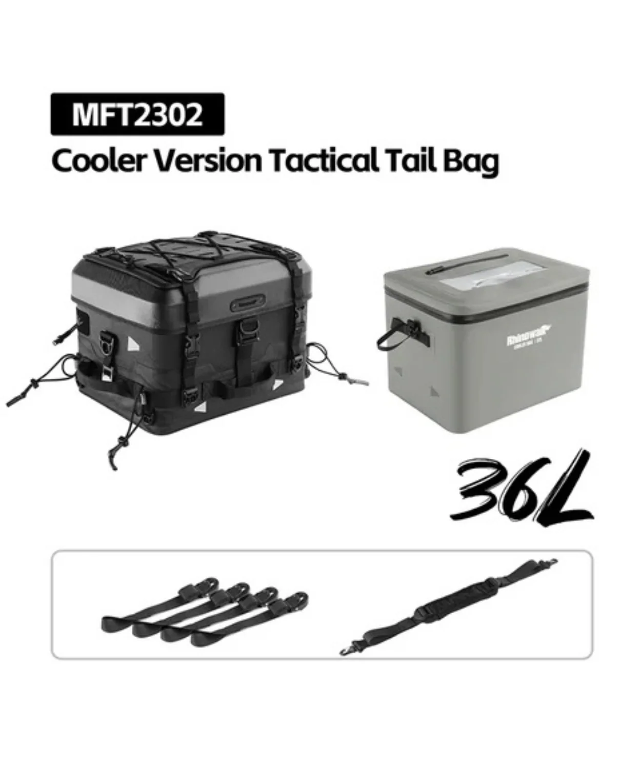Rhinowalk Fortress Series X Tactical Tail Bag - Cooler Version Set B Soft Top Box - Black Grey - MFT2302