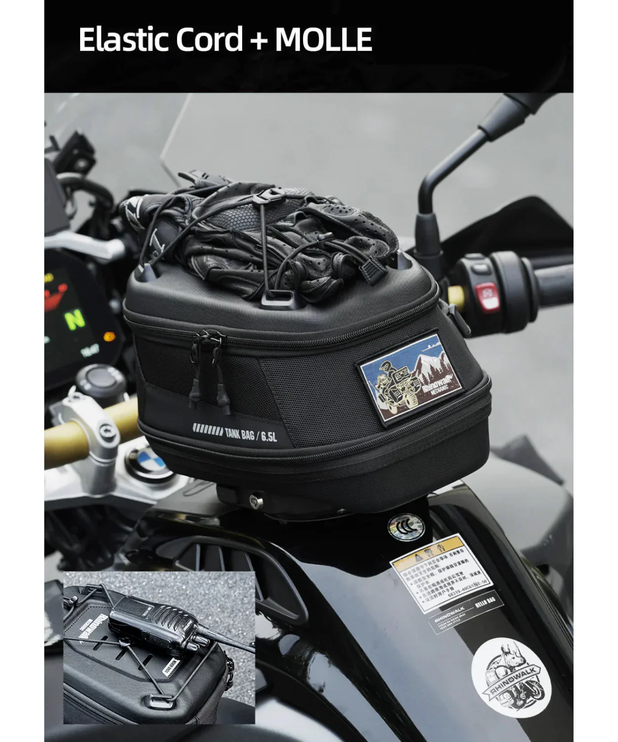 Rhinowalk Mechanic Series X Magnetic Tanklock Bag 5.6L - Black - MJX2011BK (Tanklock Ring Sold Separately) - Image 12
