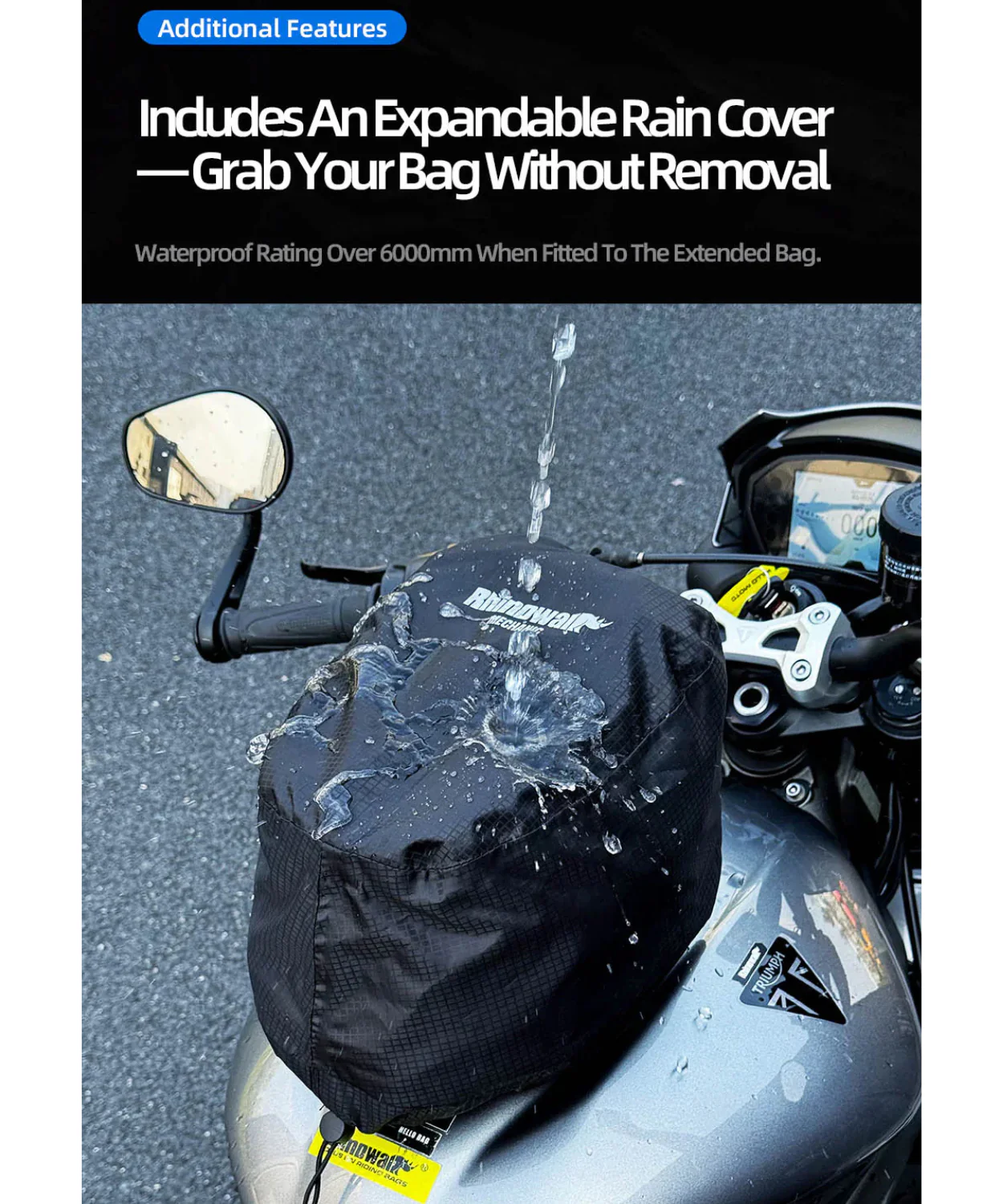 Rhinowalk Mechanic Series X Magnetic Tanklock Bag 5.6L - Black - MJX2011BK (Tanklock Ring Sold Separately) - Image 13
