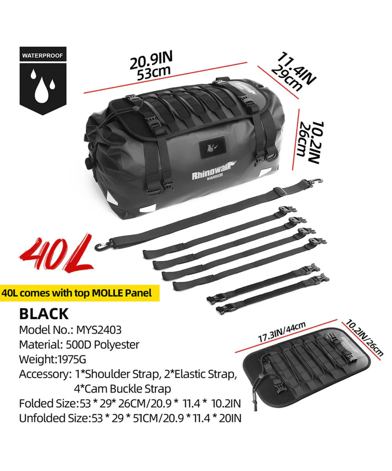 Rhinowalk Waterproof Duffel Bag 40L - MYS2403 - Image 5