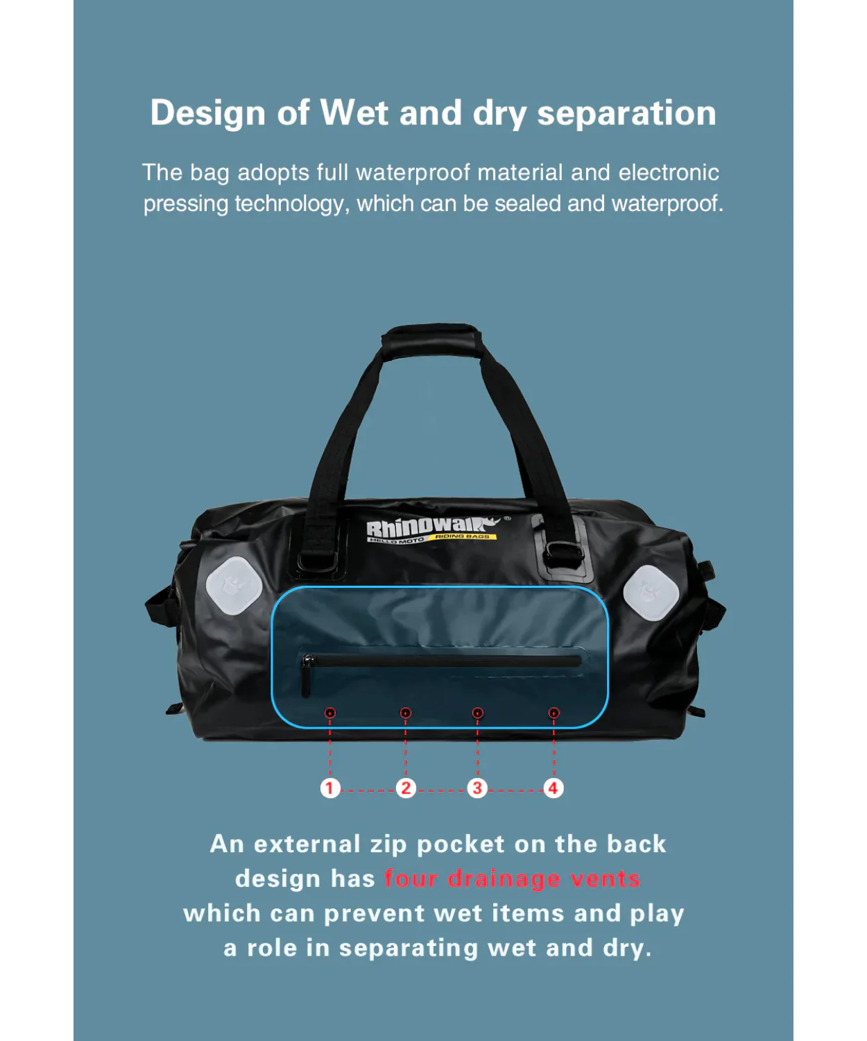 Rhinowalk Waterproof Duffel Bag 65L - MT20650 - Image 8