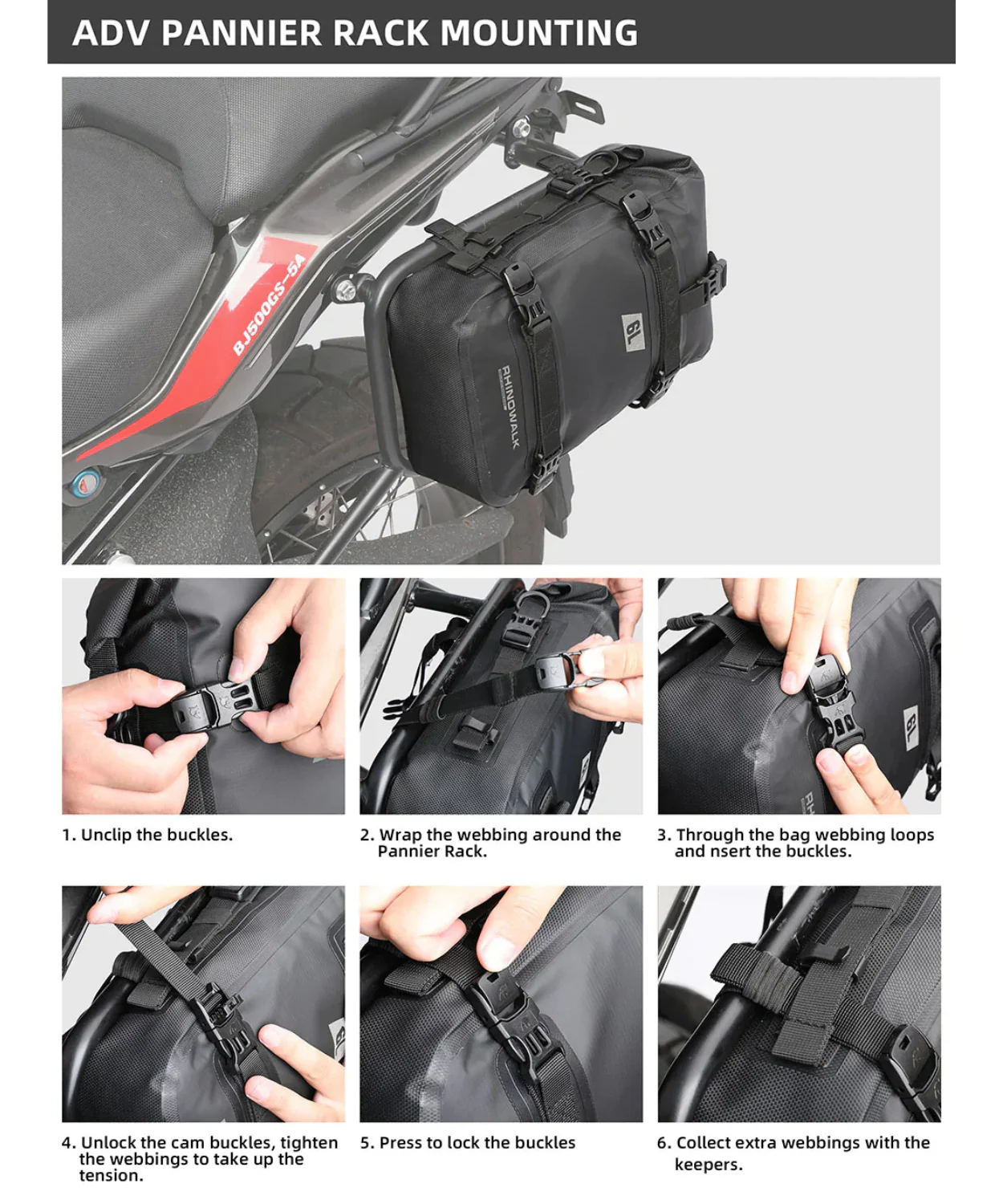 Rhinowalk Waterproof 6L Saddle Tail and Tank Bag - Black - MT2206 - Image 10