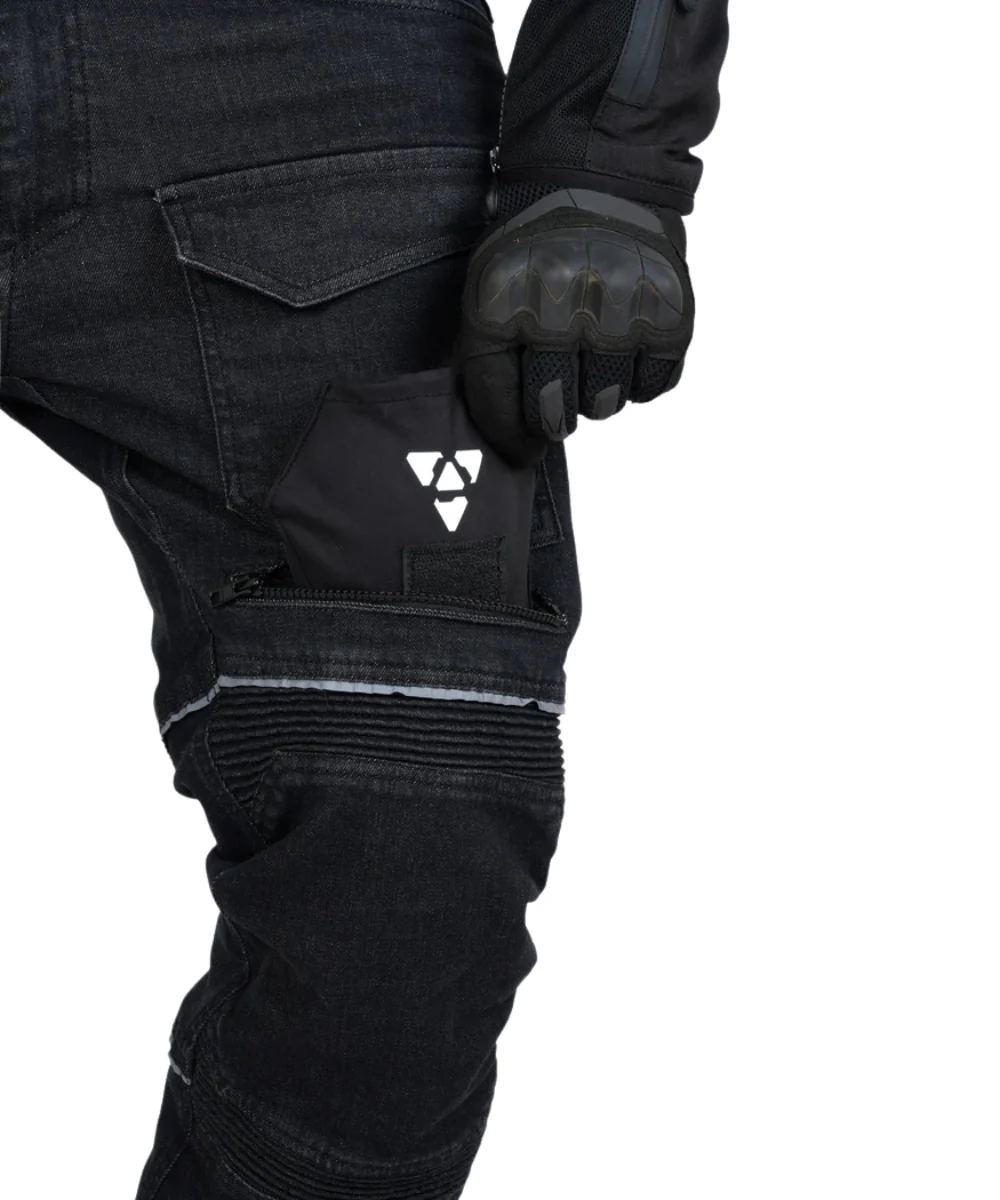 Rollin Denims Outlaw CORE-X Riding Cargo Jeans with Armour - Charcoal Black - Image 4