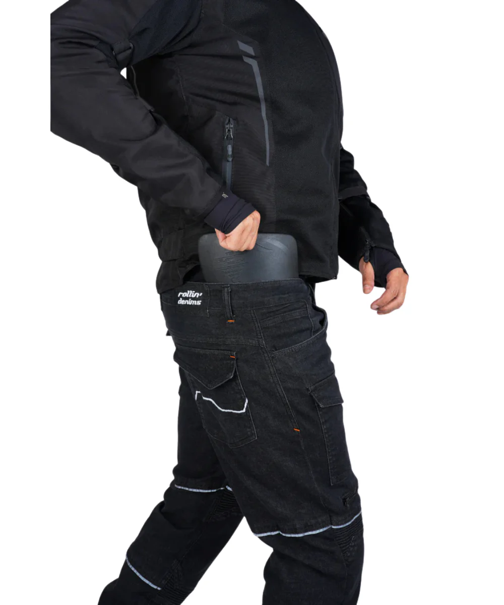 Rollin Denims Outlaw CORE-X Riding Cargo Jeans with Armour - Charcoal Black - Image 6