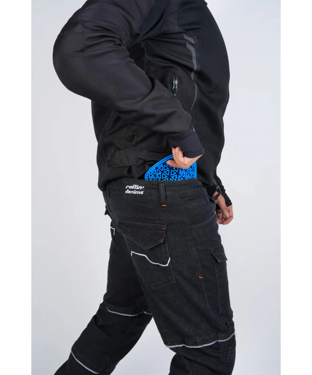 Rollin Denims Outlaw CORE-X Riding Cargo Jeans with Armour - Charcoal Black - Image 7