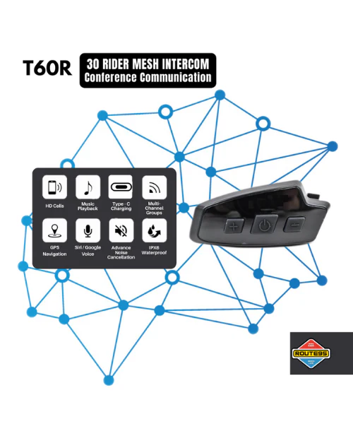 Route95 T60R Mesh HD Universal Intercom and Bluetooth Headset for Helmet - Image 4