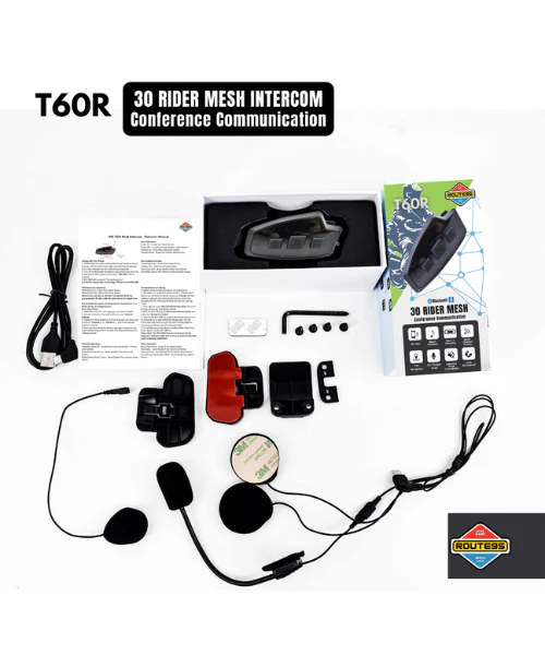 Route95 T60R Mesh HD Universal Intercom and Bluetooth Headset for Helmet - Image 6