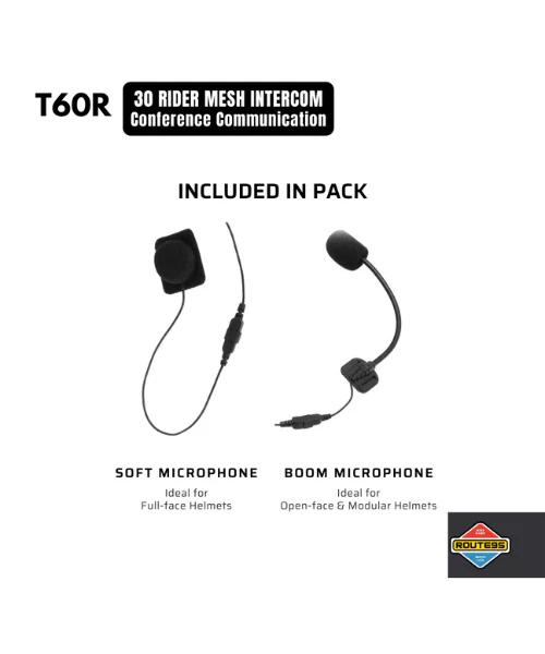 Route95 T60R Mesh HD Universal Intercom and Bluetooth Headset for Helmet - Image 7