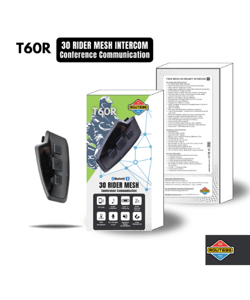 Route95 T60R Mesh HD Universal Intercom and Bluetooth Headset for Helmet - Image 8