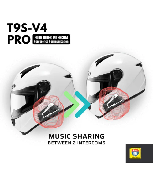 Route95 T9S-v4 Pro Universal Helmet Bluetooth And Intercom - Image 6
