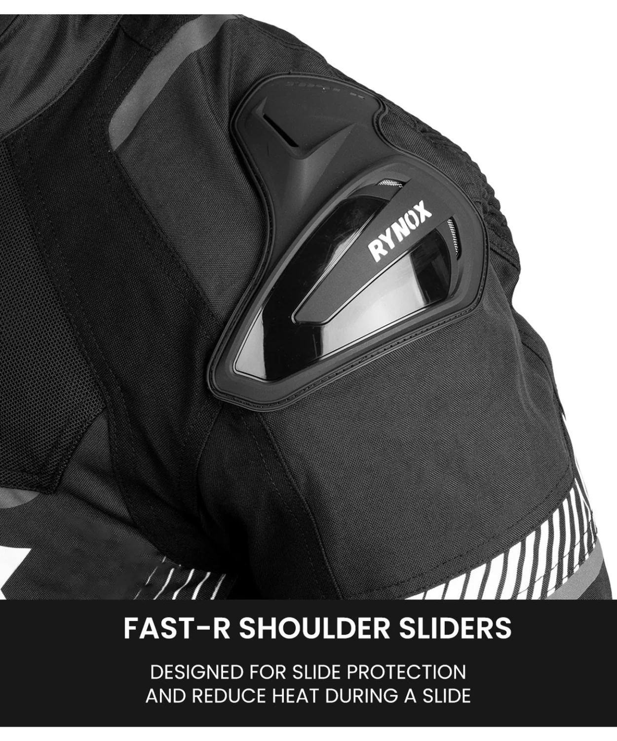 Rynox Apex Evo CE Certified Class AA Riding Jacket - Black White - Image 4