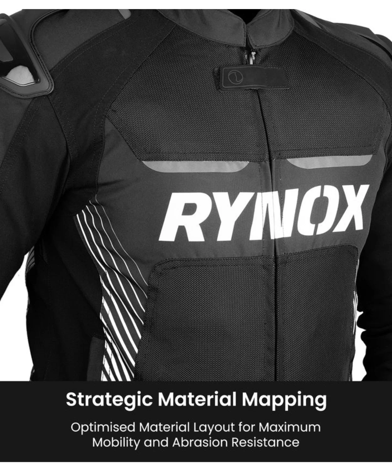 Rynox Apex Evo CE Certified Class AA Riding Jacket - Black White - Image 5
