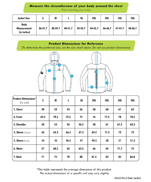 Rynox H2GO Pro 3 Rain Jacket - Hiviz Green - Image 7