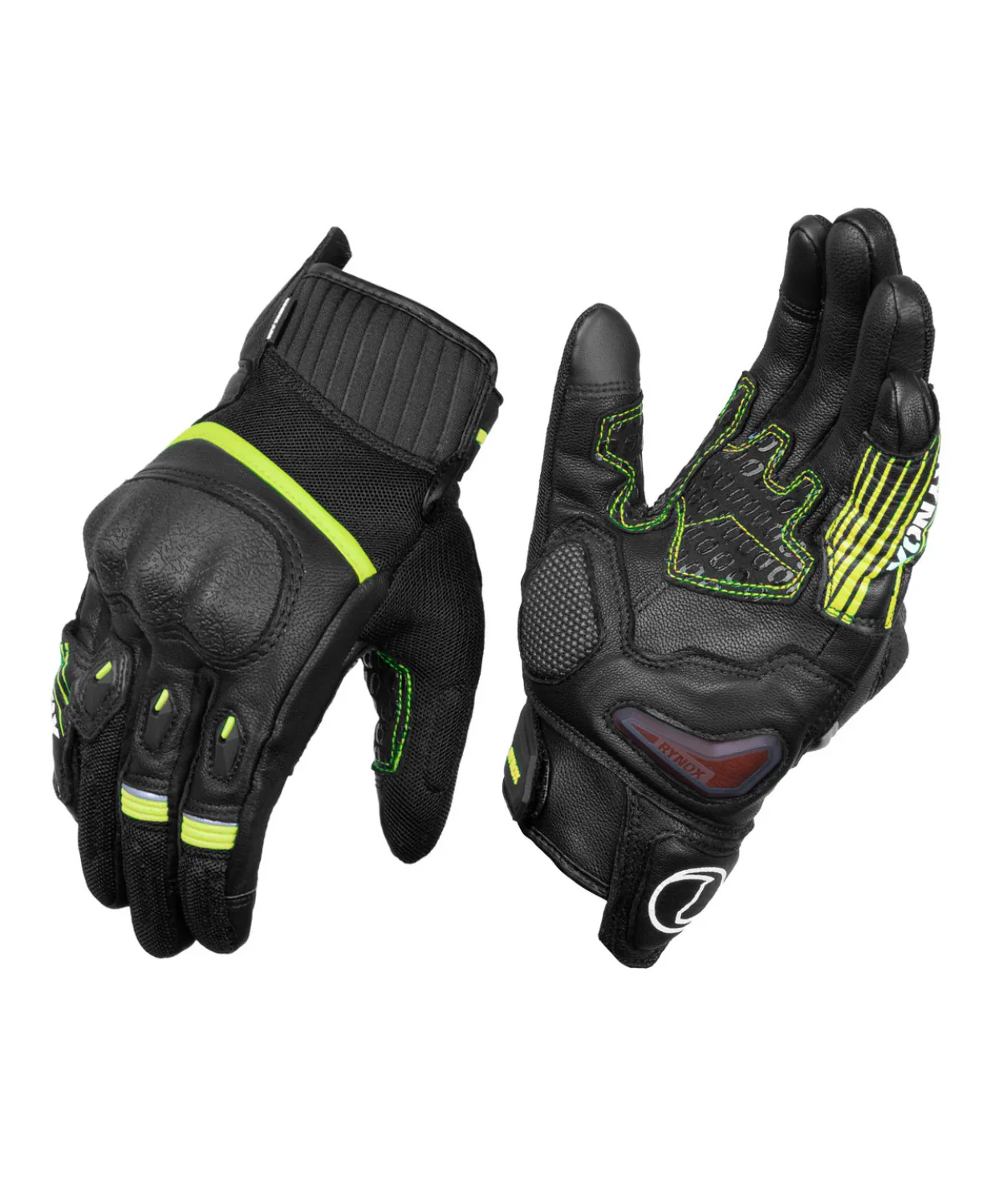 Rynox Tornado Pro 4 Riding Gloves - Black Hi Viz Green