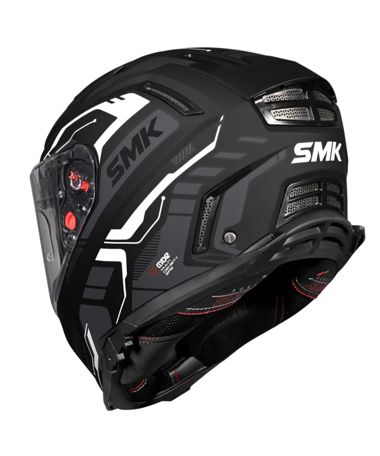 SMK Agnar Tektron GRPS MA261 Full Face Helmet - Matt Black Grey White - Image 4