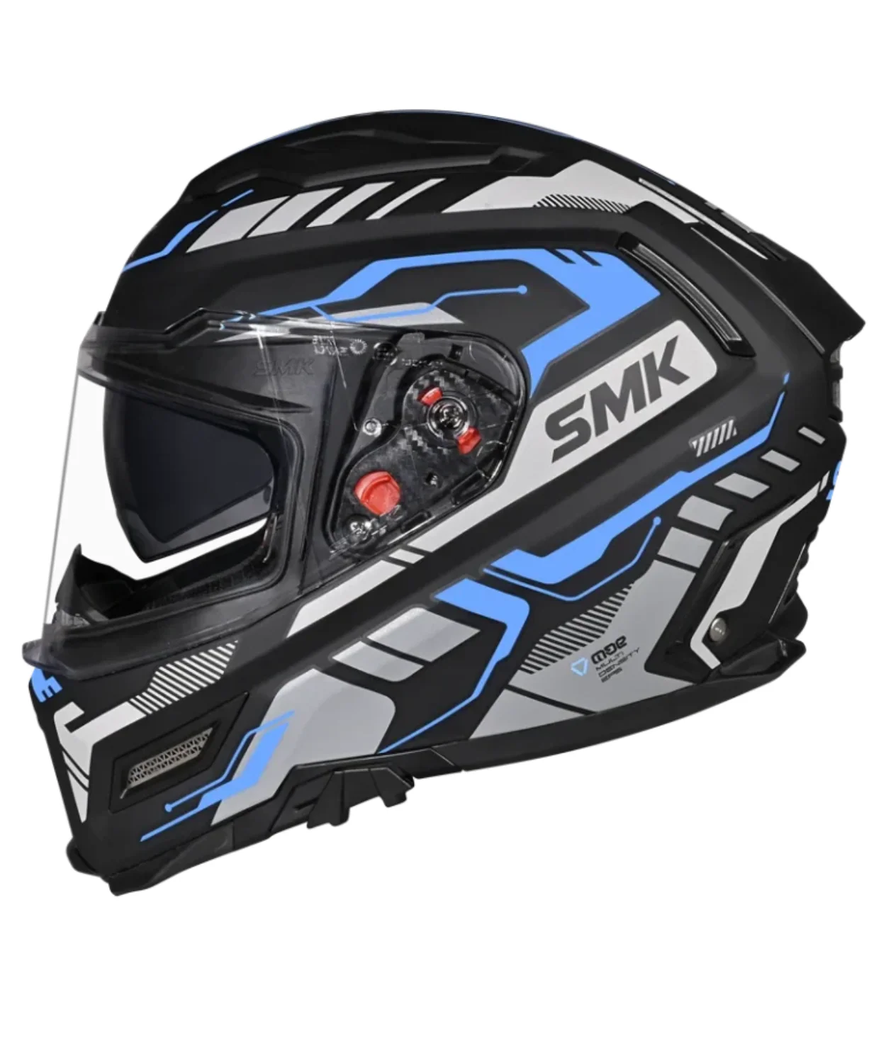SMK Agnar Tektron GRPS MA265 Full Face Helmet - Matt Black Blue Grey - Image 3