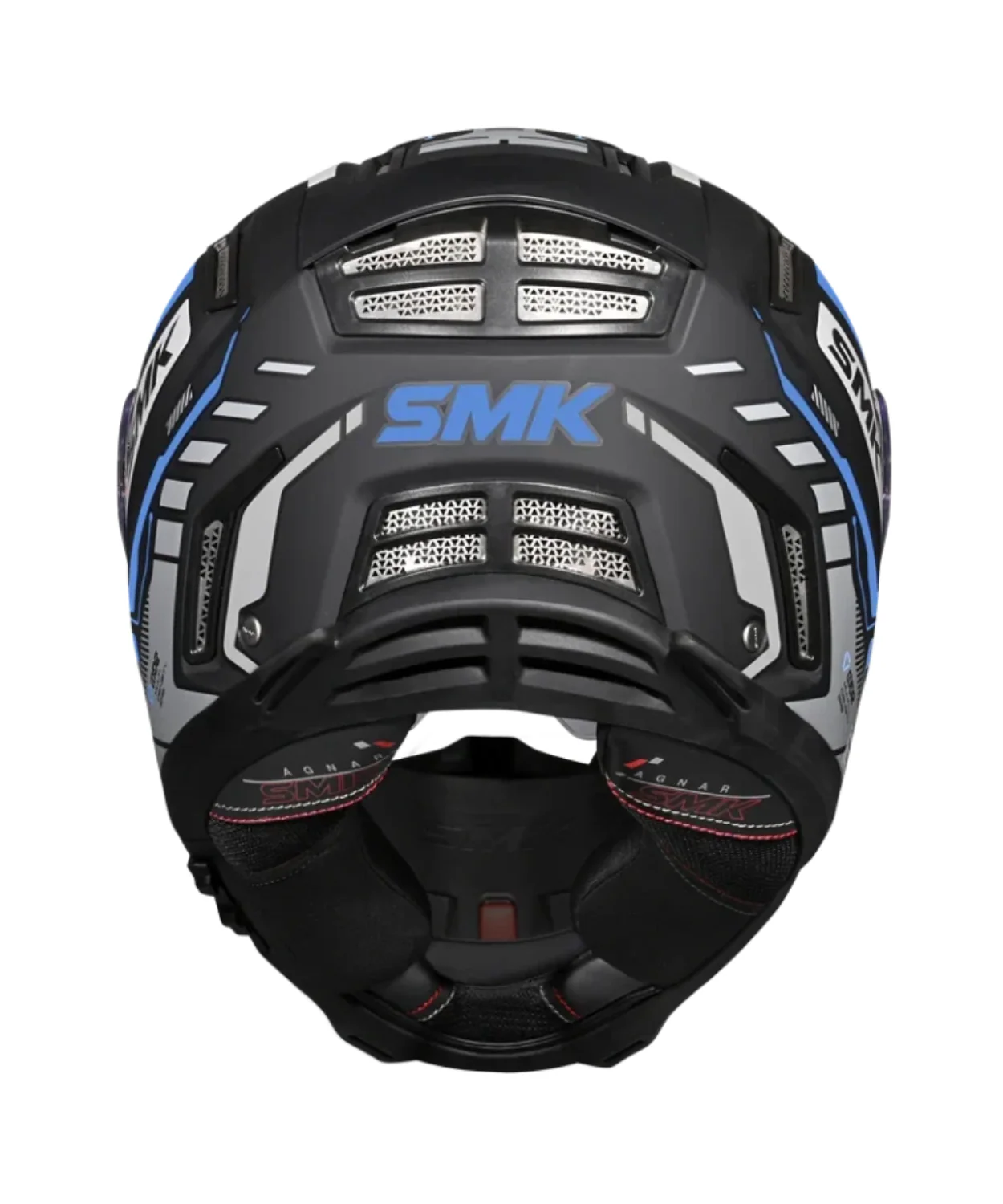SMK Agnar Tektron GRPS MA265 Full Face Helmet - Matt Black Blue Grey - Image 4