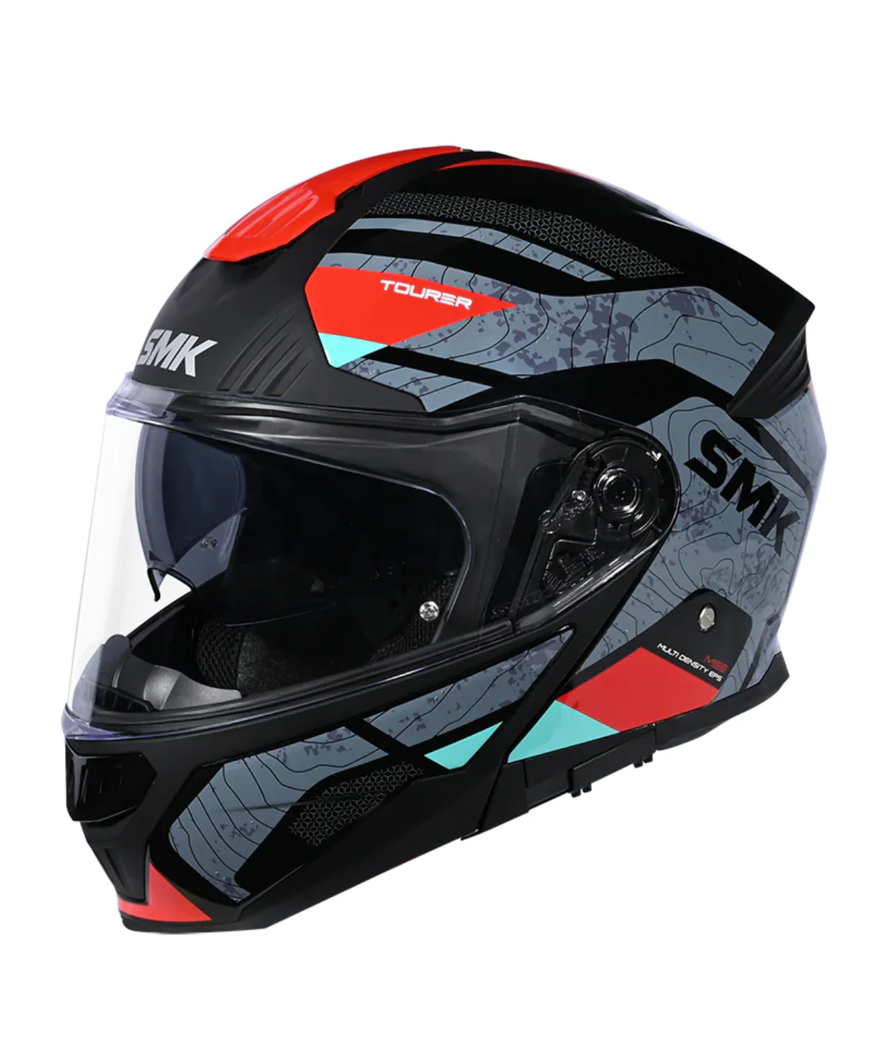 SMK Gullwing Navigator GRPS MA263 Filp Up Helmet - Matt Black Grey Red
