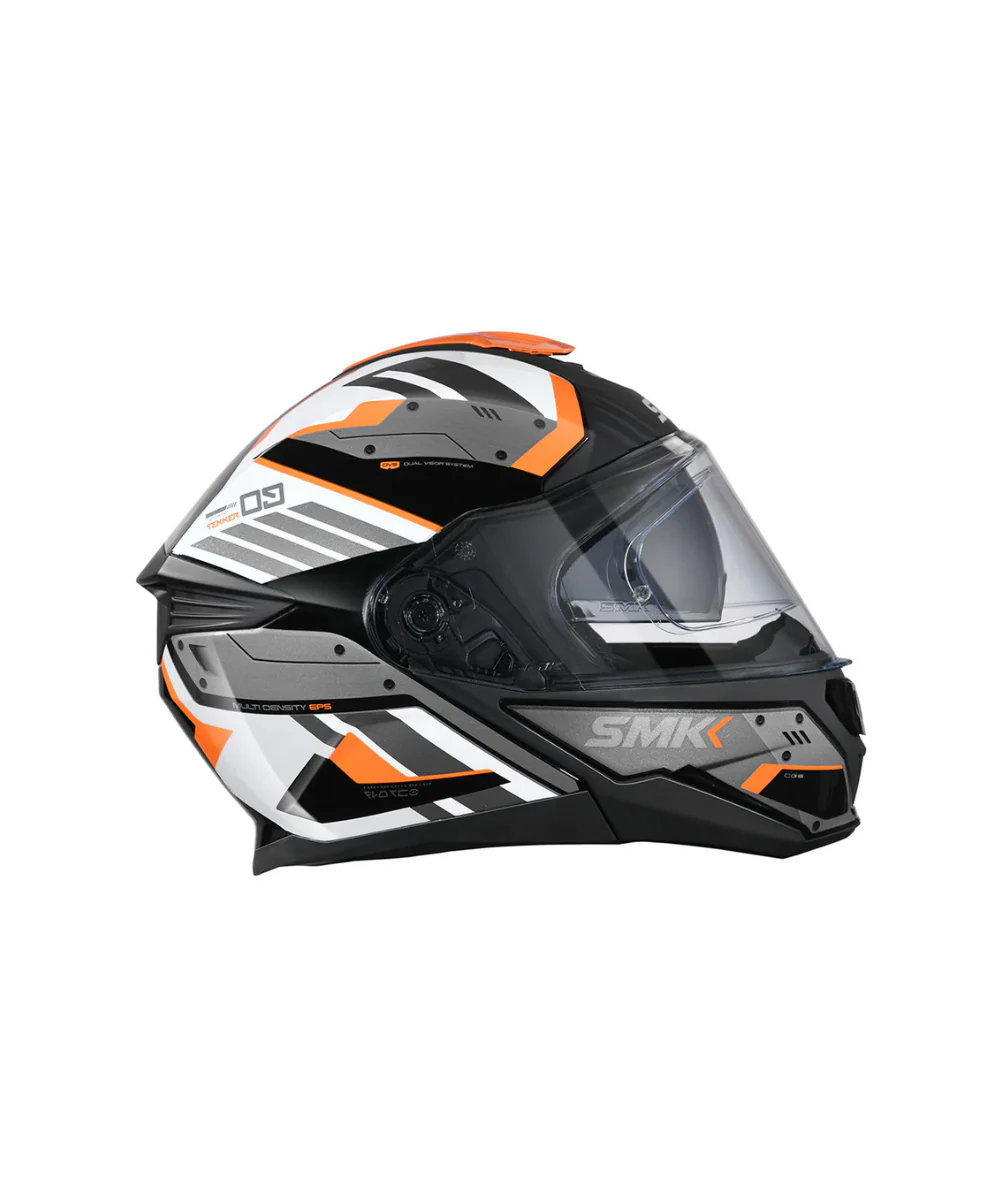 SMK Gullwing Tekker GL217 Gloss Black White Orange Helmet - Image 2