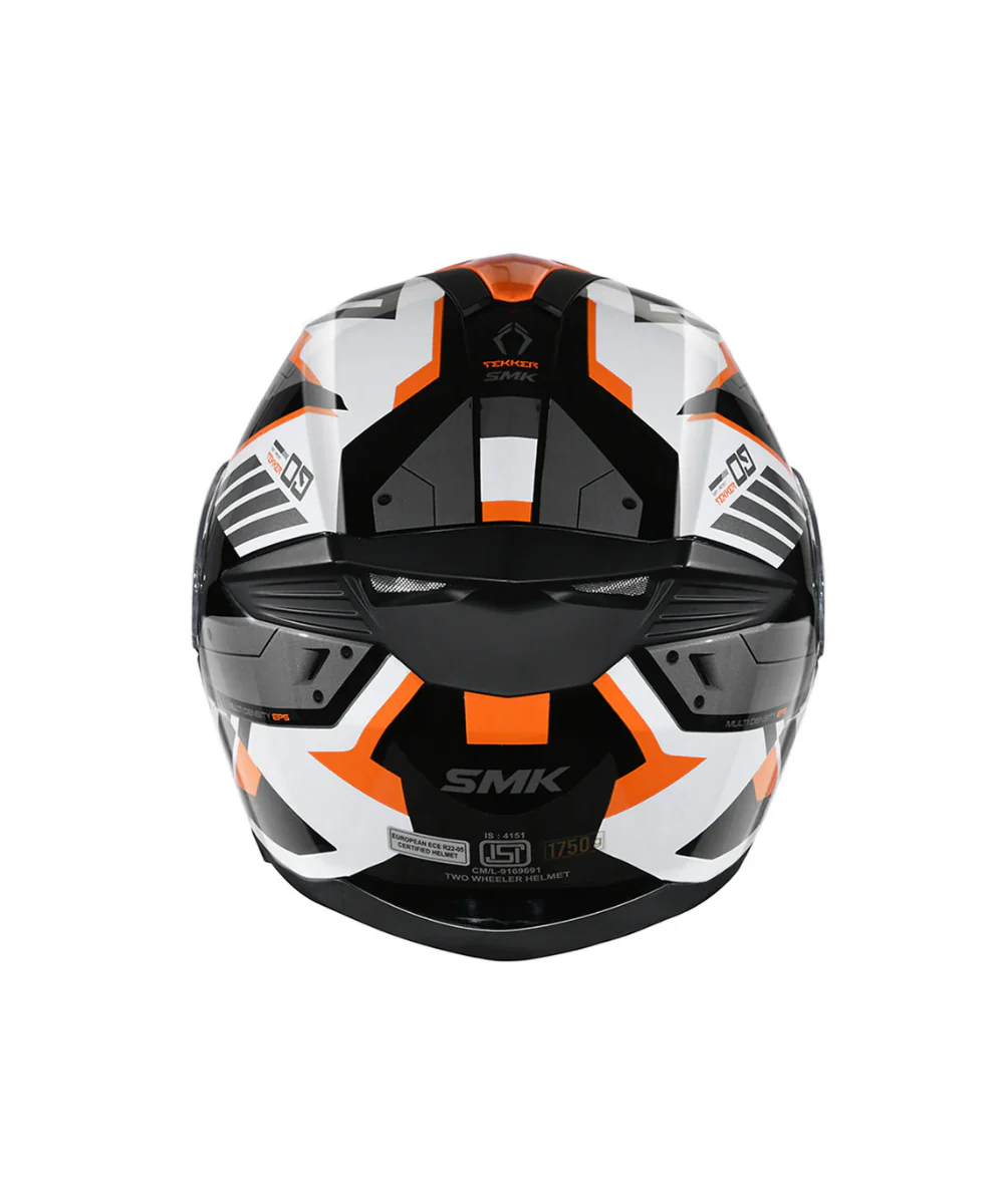SMK Gullwing Tekker GL217 Gloss Black White Orange Helmet - Image 4