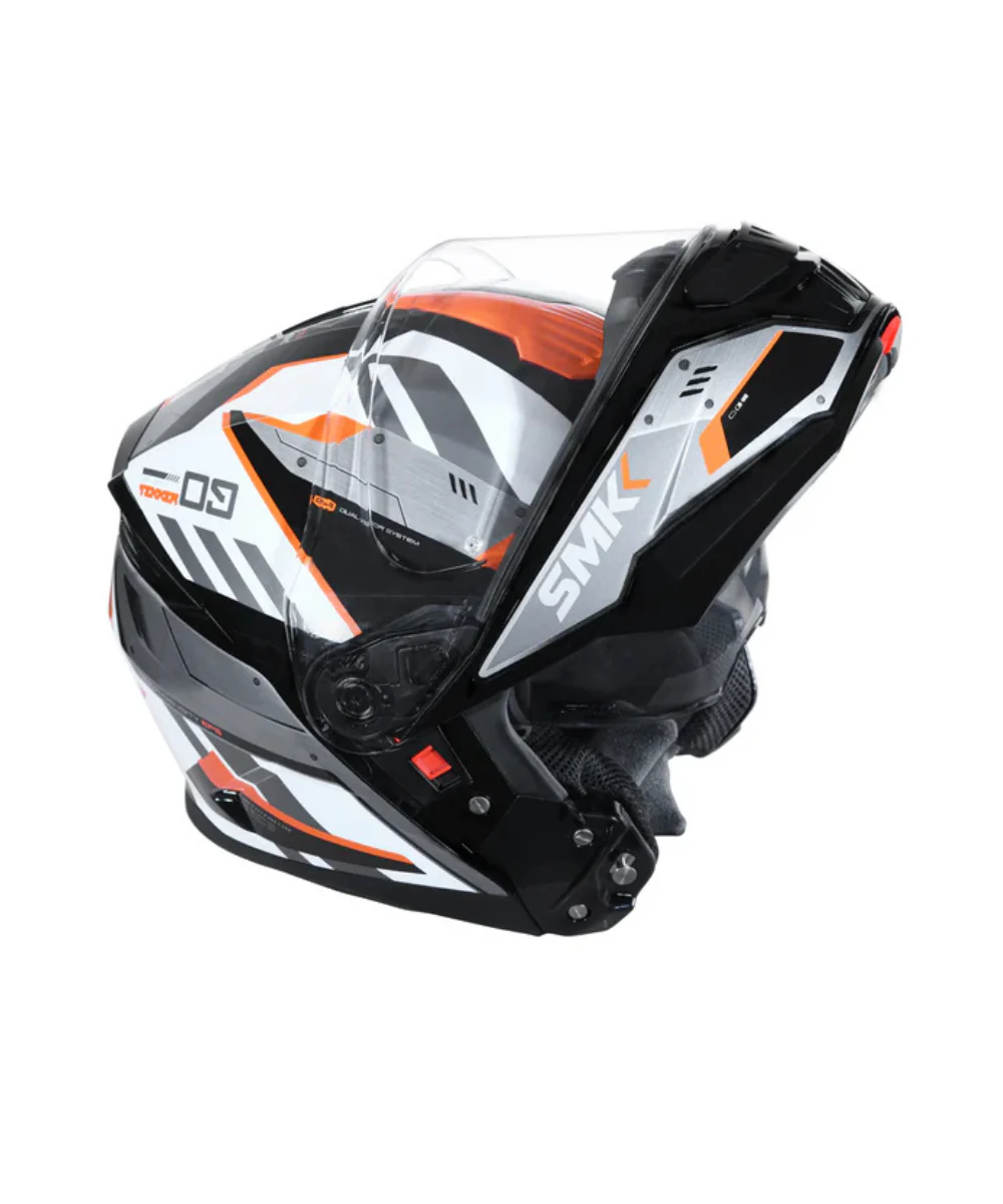 SMK Gullwing Tekker GL217 Gloss Black White Orange Helmet - Image 5