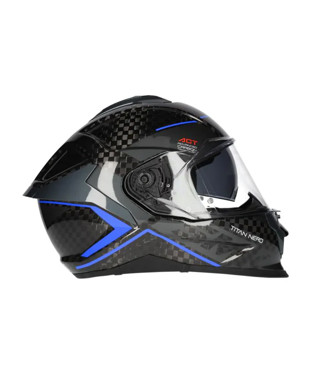 SMK Titan Carbon Nero GL256 Carbon Blue Helmet - Image 2