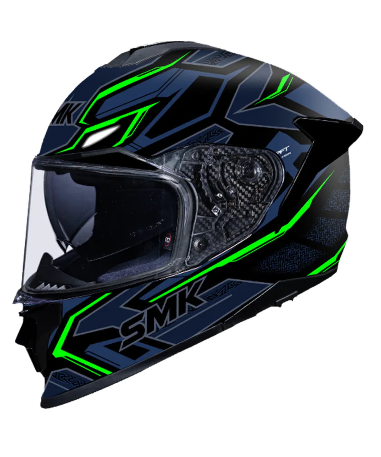 SMK Titan Panther Graphic GL258 Full Face Helmet - Gloss Black Blue Green