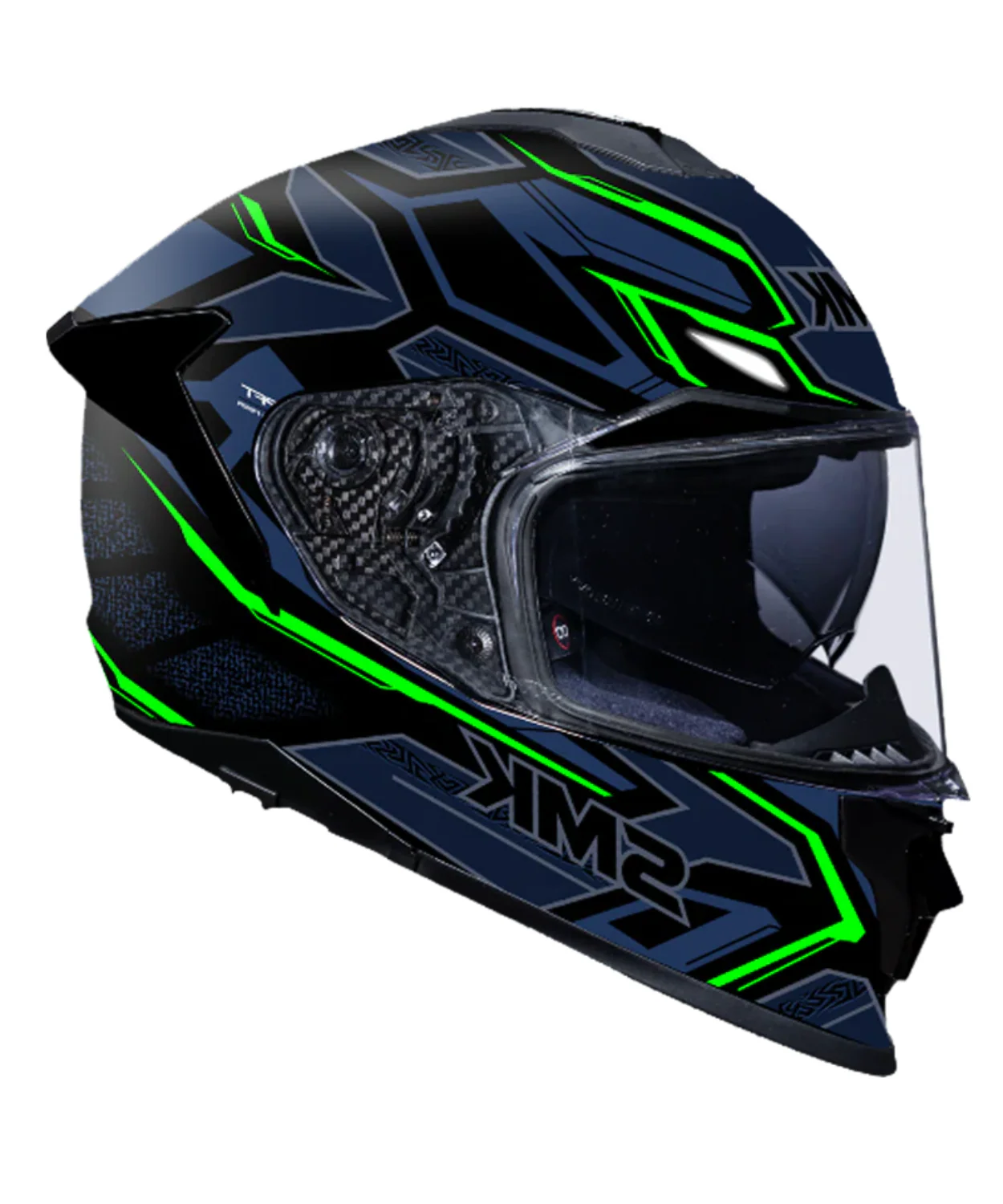 SMK Titan Panther Graphic GL258 Full Face Helmet - Gloss Black Blue Green - Image 2