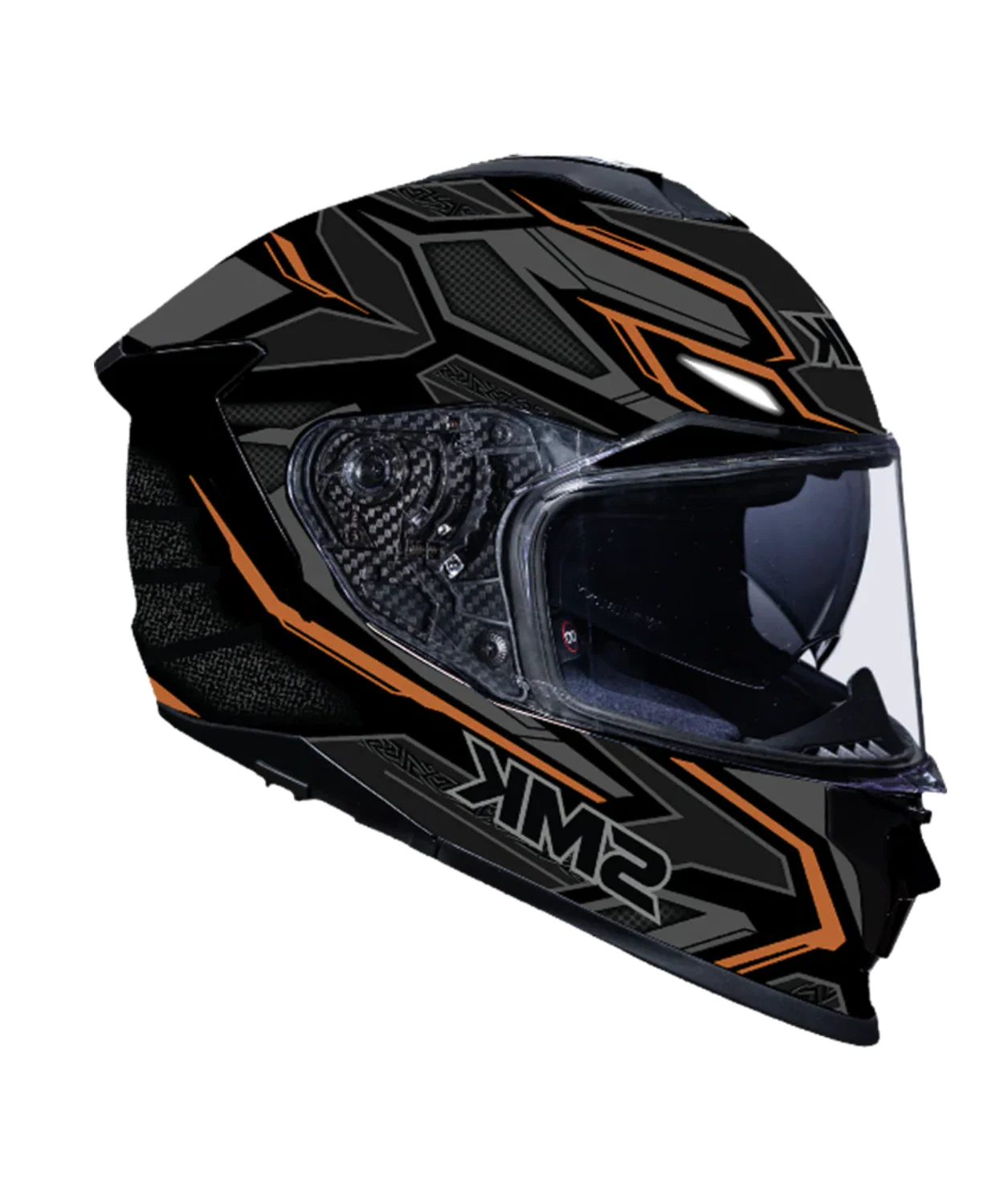 SMK Titan Panther Graphic GL267 Full Face Helmet - Gloss Black Grey Orange - Image 2