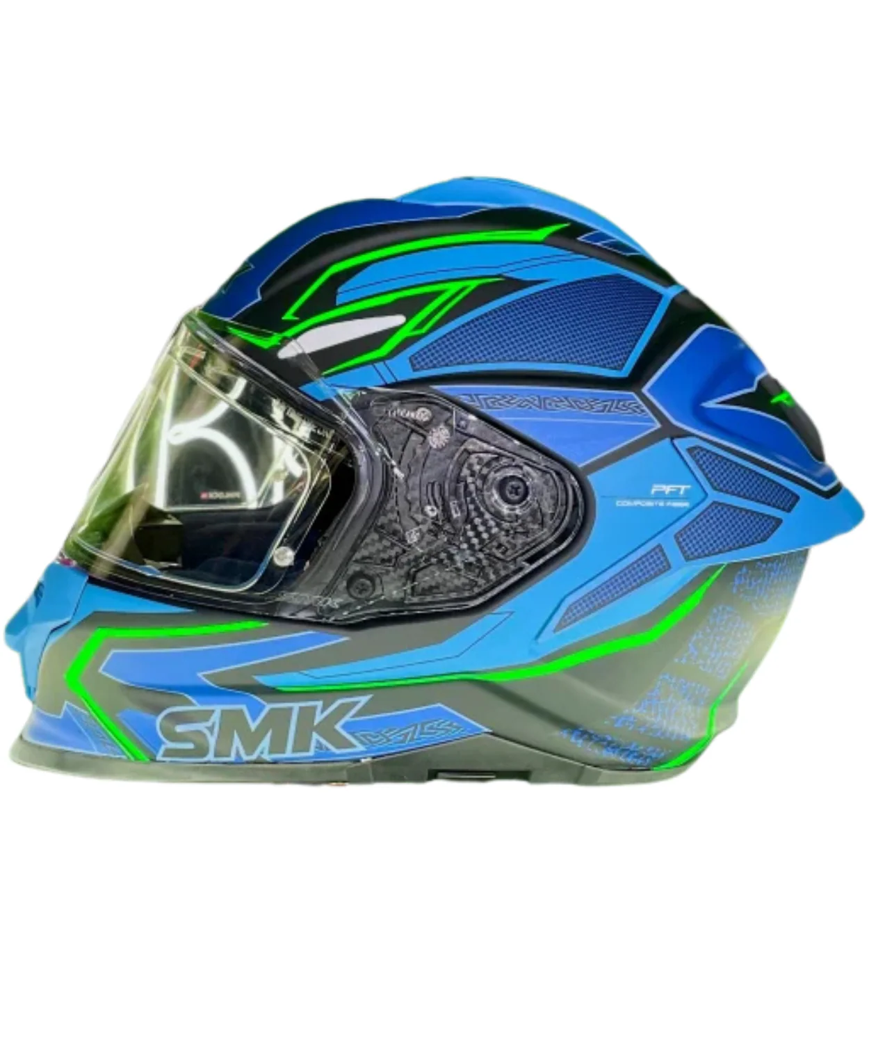 SMK Titan Panther Graphic MA258 Full Face Helmet - Matt Blue Green