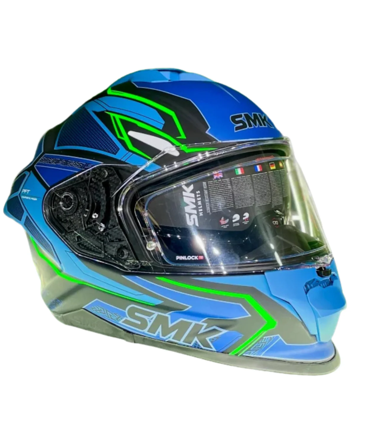 SMK Titan Panther Graphic MA258 Full Face Helmet - Matt Blue Green - Image 3