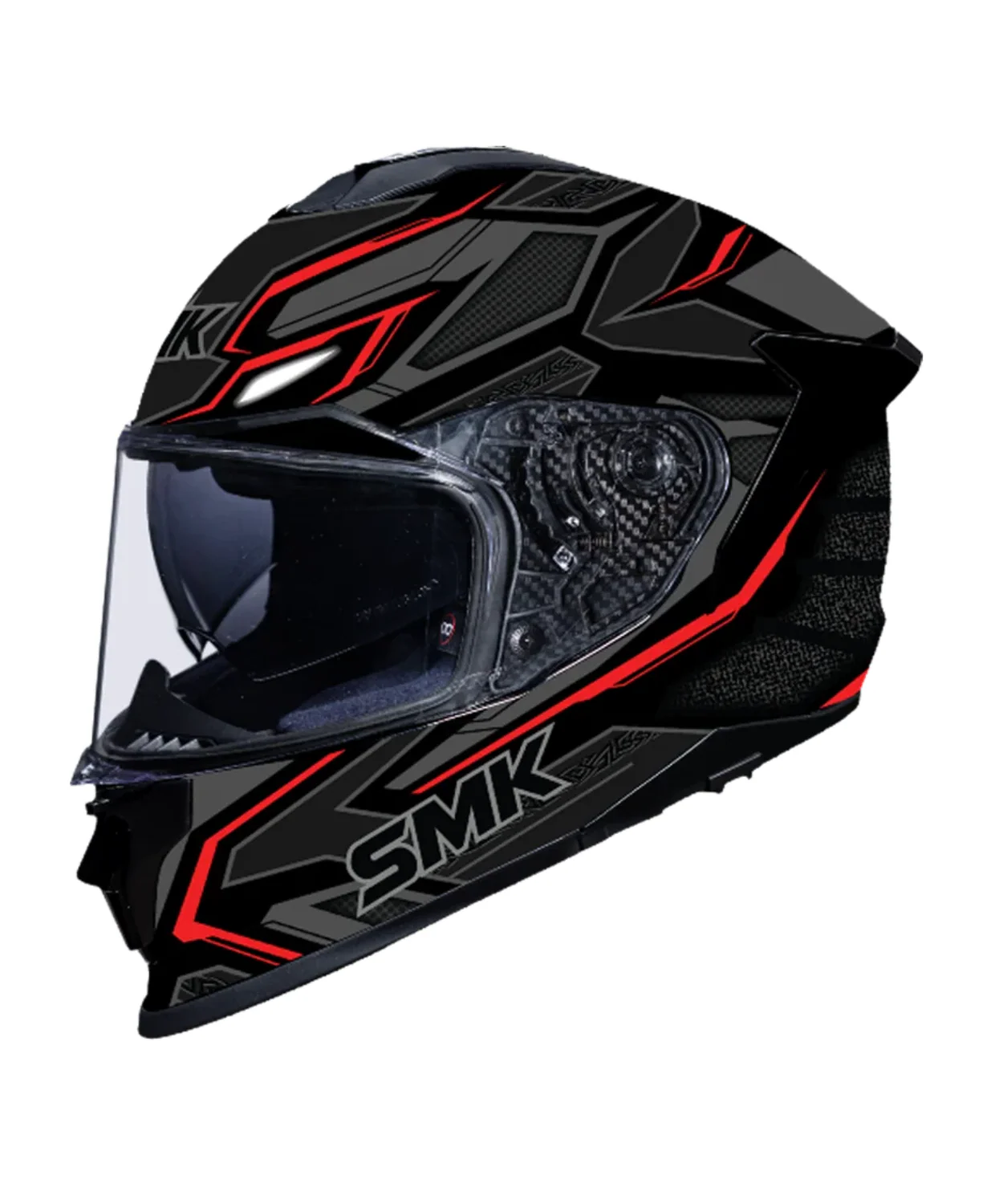 SMK Titan Panther Graphic MA263 Full Face Helmet - Matt Black Grey Red