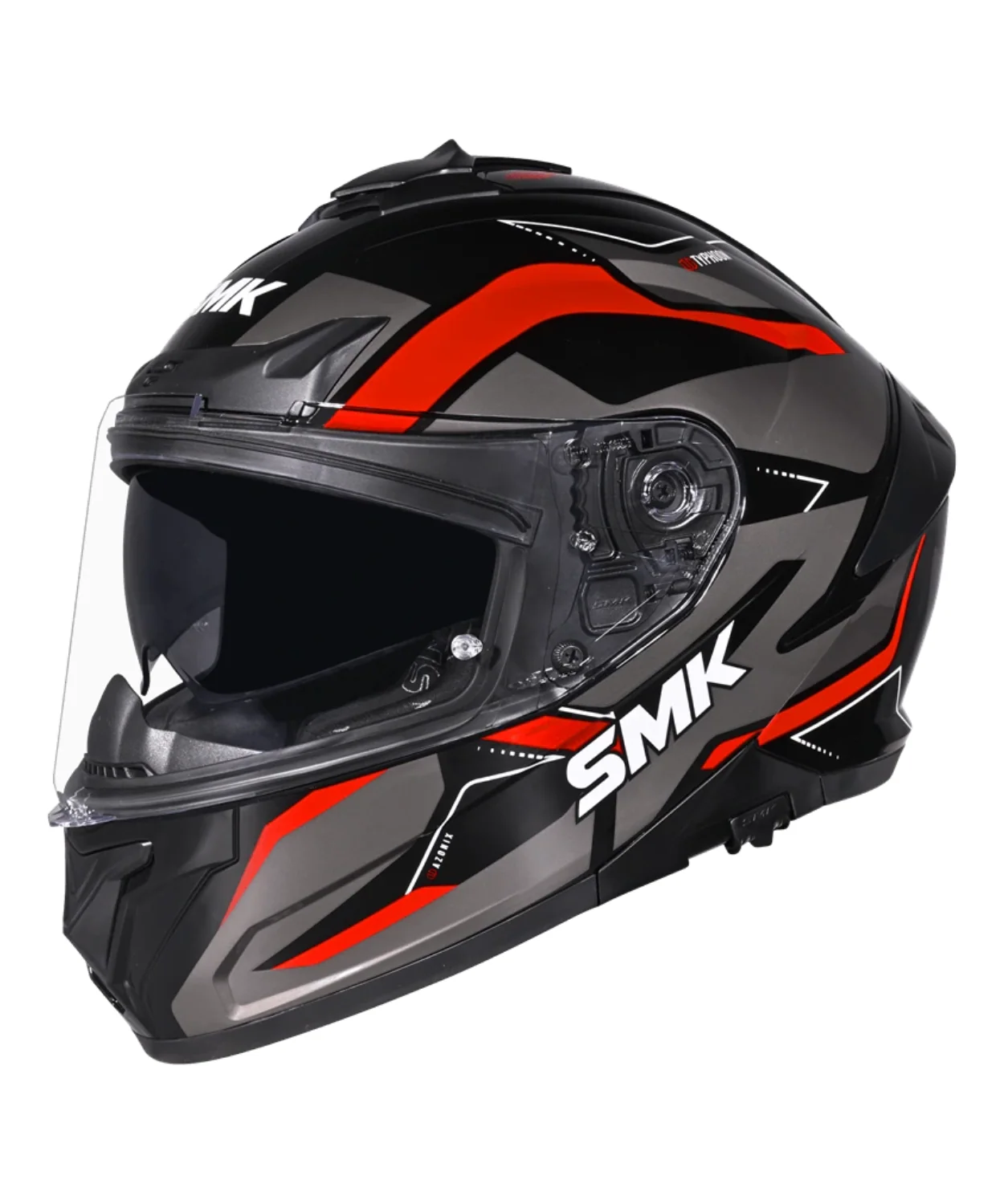 SMK Typhoon Azonix GRPS GL263 Full Face Helmet - Gloss Black Grey Red