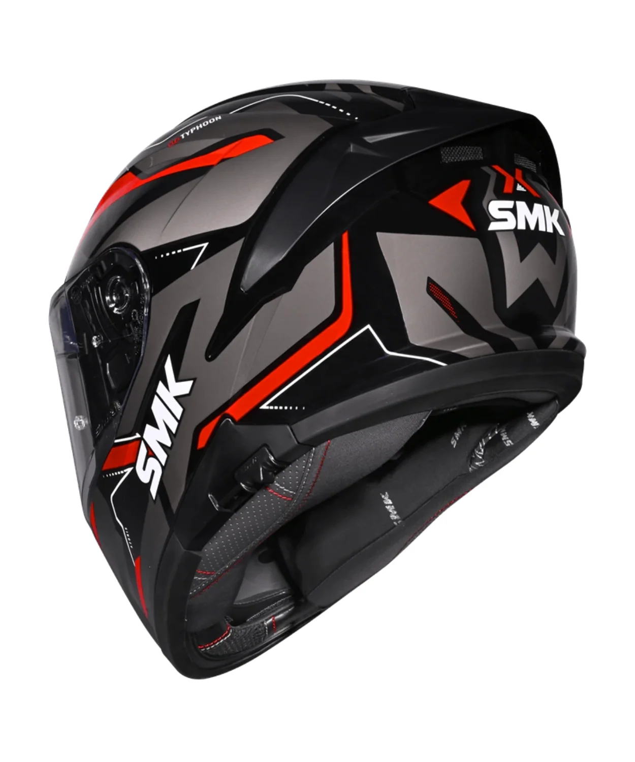 SMK Typhoon Azonix GRPS GL263 Full Face Helmet - Gloss Black Grey Red - Image 5