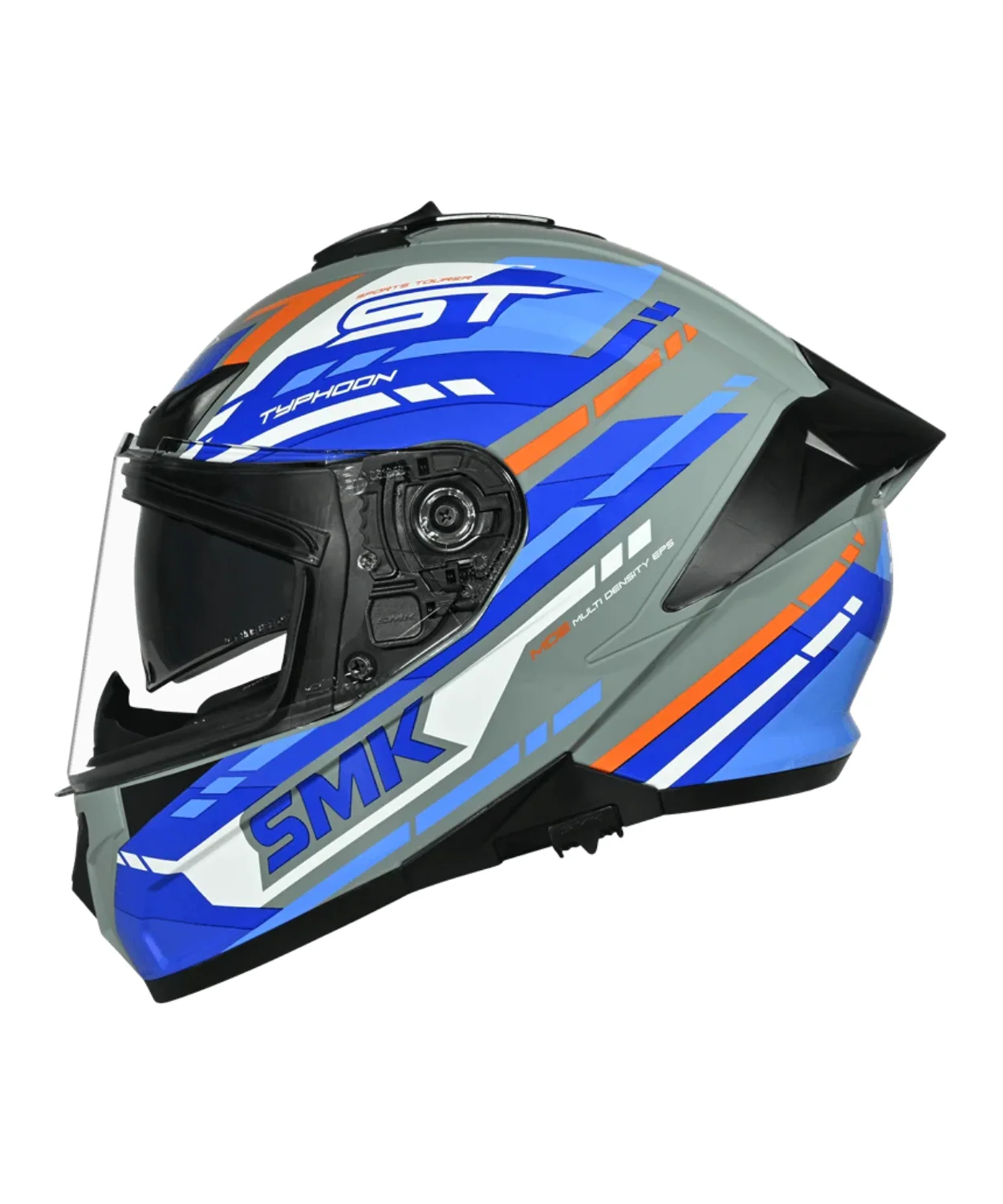 SMK Typhoon Sports Tourer GRPS GL651 Full Face Helmet - Gloss Grey Blue - Image 3