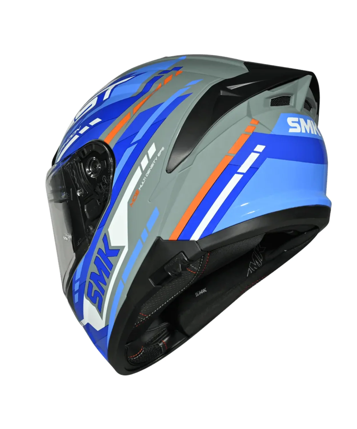 SMK Typhoon Sports Tourer GRPS GL651 Full Face Helmet - Gloss Grey Blue - Image 4