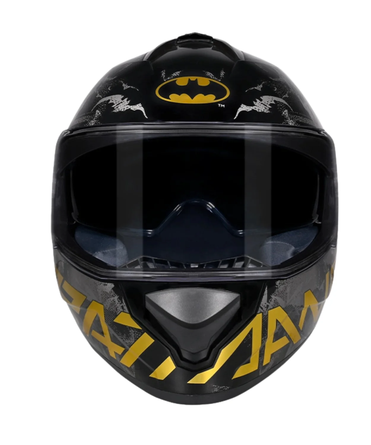 Studds Drifter Batman Edition Graphics Metallic Foil Helmet - Gloss Black Gold Grey N4 - Image 4