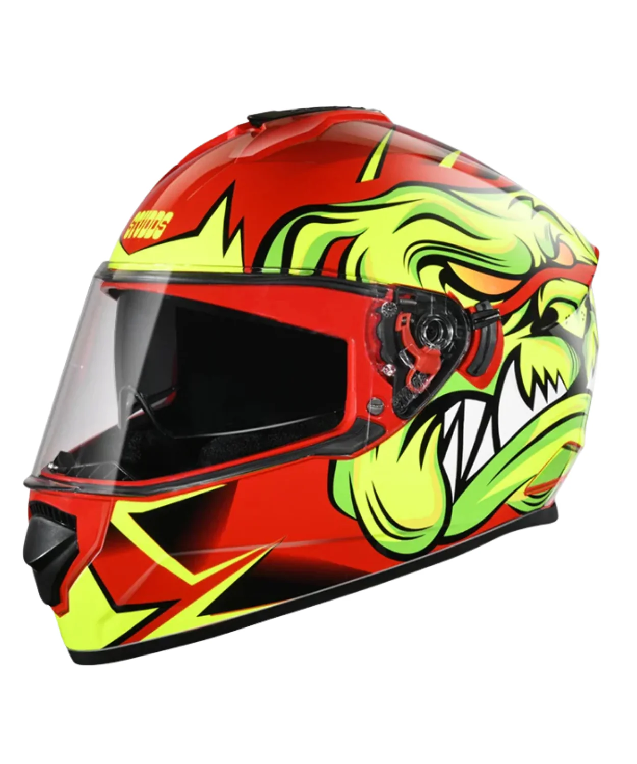 Studds Drifter D1 Decor Graphics Helmet - Gloss Red Yellow N5 - Image 3