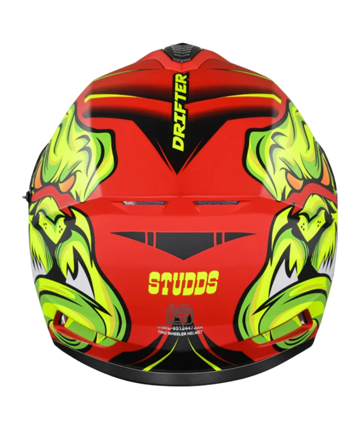Studds Drifter D1 Decor Graphics Helmet - Matt Red Yellow N5 - Image 5