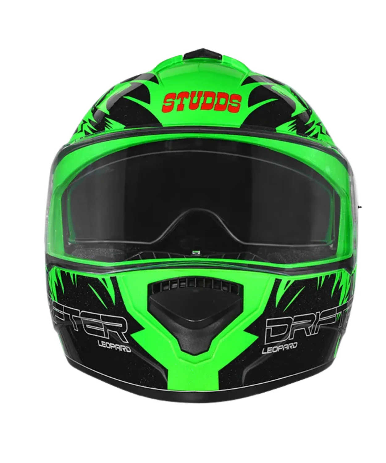 Studds Drifter D2 Leopard Decor Graphics Helmet - Gloss Green Black N9 - Image 4