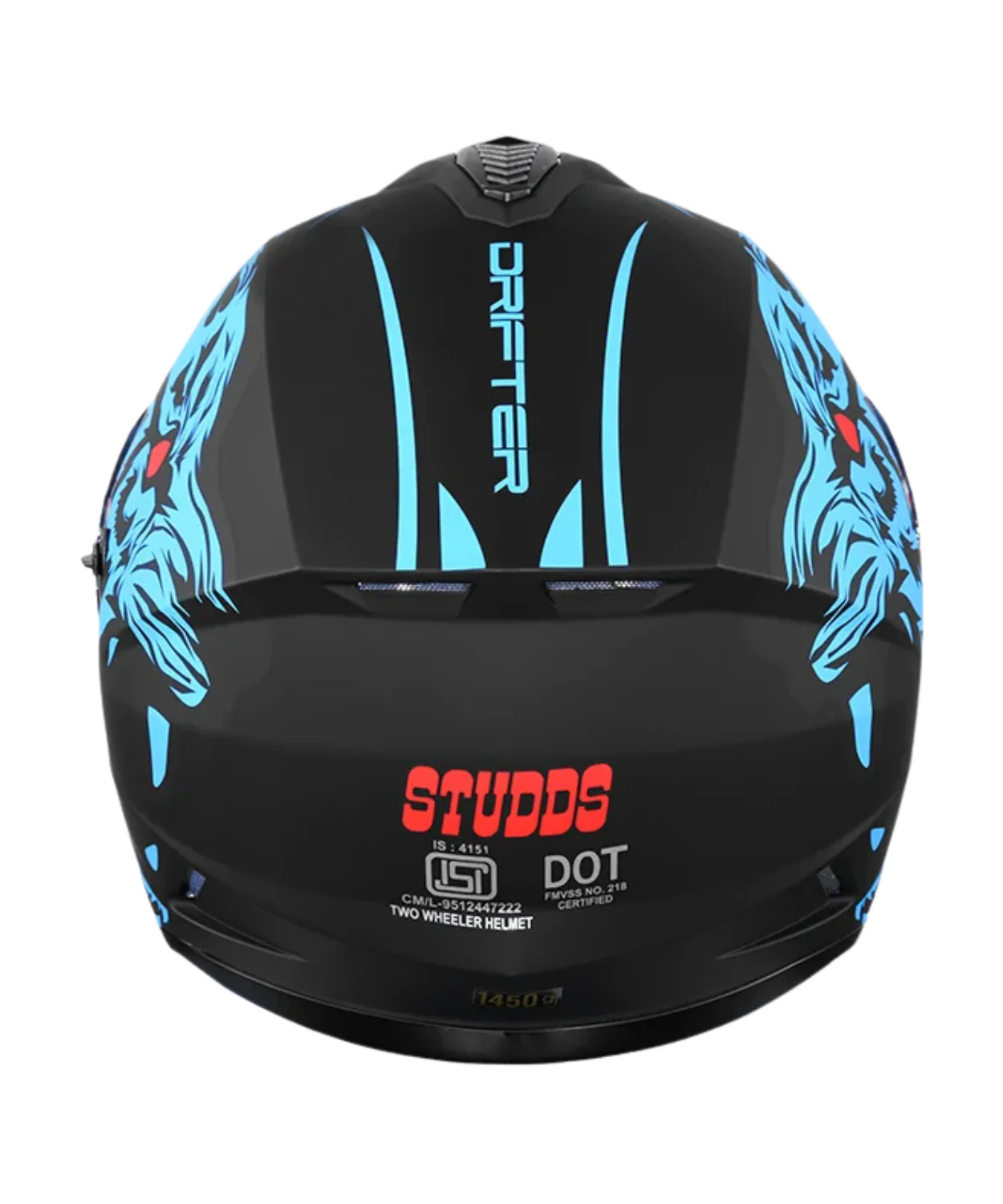 Studds Drifter D2 Leopard Decor Graphics Helmet - Matt Black Blue N1 - Image 6
