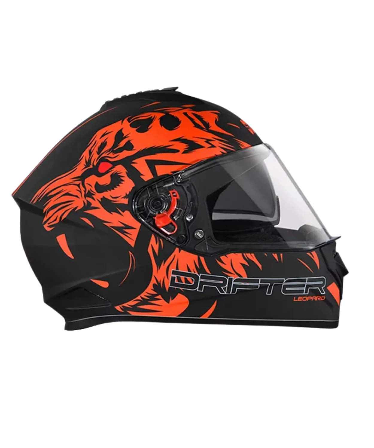Studds Drifter D2 Leopard Decor Graphics Helmet - Matt Black Orange N10 - Image 2